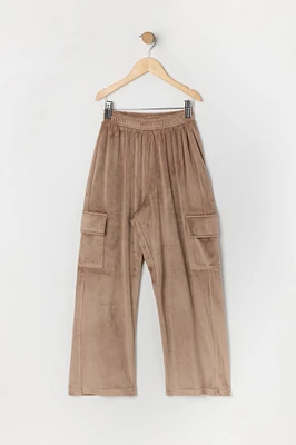 Pantalon cargo à jambe large en velours pour fille