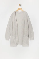 Cardigan long en tricot côtelé pour fille