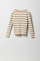 Cardigan boutonné en tricot rayé pour fille