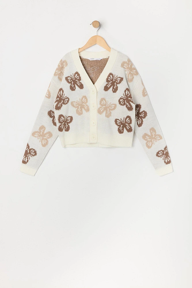 Cardigan boutonnÃ© en tricot avec motif pour fille