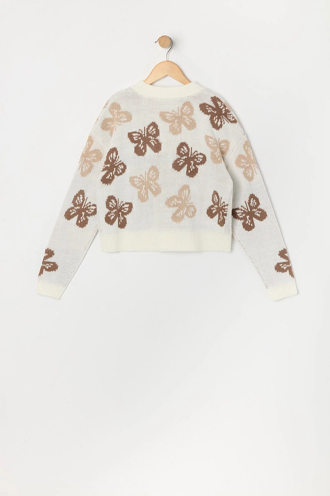 Cardigan boutonnÃ© en tricot avec motif pour fille