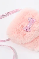 Girls Plush Bow Crossbody Purse