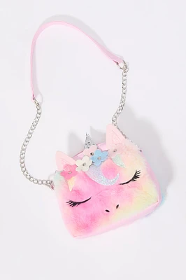 Sac à main Licorne en similifourrure pour fille