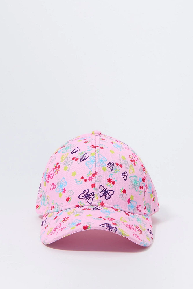 Girls Butterfly Print Baseball Hat