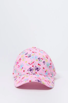 Girls Butterfly Print Baseball Hat