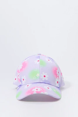 Girls Flower Print Baseball Hat