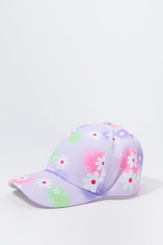 Casquette de baseball à imprimé Fleur pour fille