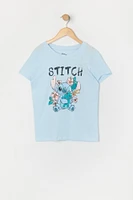 T-shirt bleu à imprimé Stitch pour fille