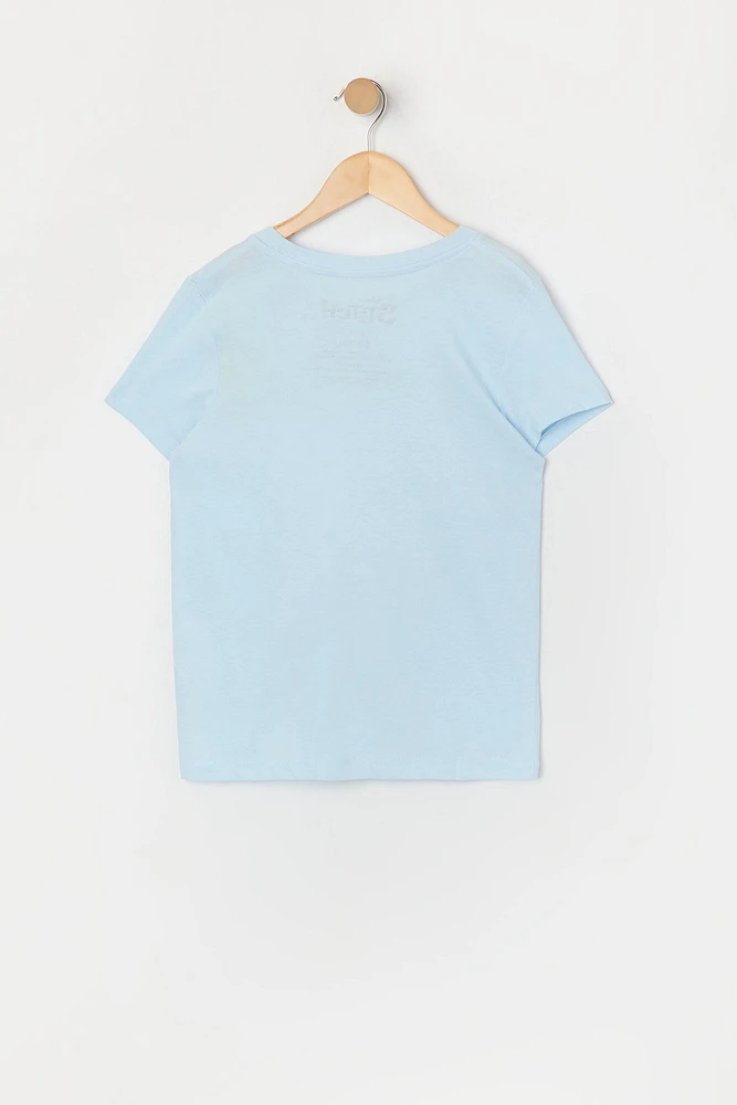 T-shirt bleu à imprimé Stitch pour fille