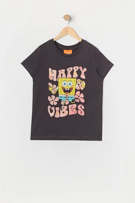 T-shirt à imprimé SpongeBob Happy Vibes pour fille