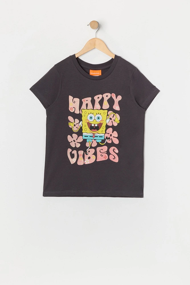 Girls SpongeBob Happy Vibes Graphic T-Shirt