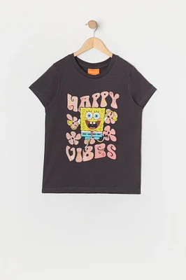 Girls SpongeBob Happy Vibes Graphic T-Shirt