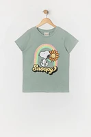 T-shirt arc-en-ciel à imprimé Snoopy pour fille