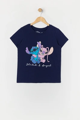 Girls Stitch and Angel Graphic T-Shirt