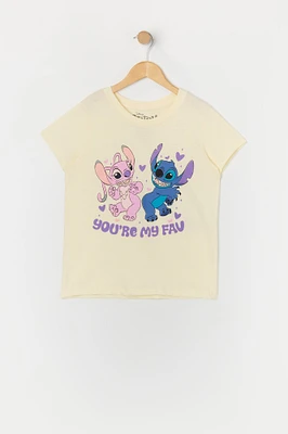Girls Stitch and Angel Fav Graphic T-Shirt
