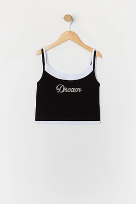 Girls Rhinestone Dream Layered Tank