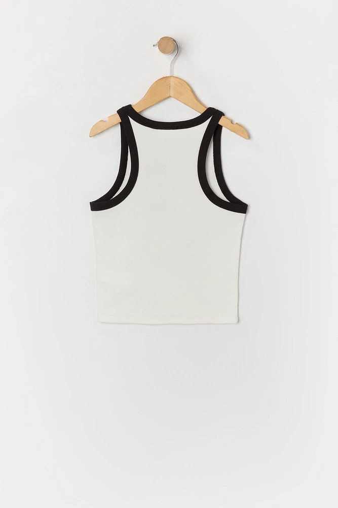 Girls Fearless Graphic Ribbed Ringer Tank