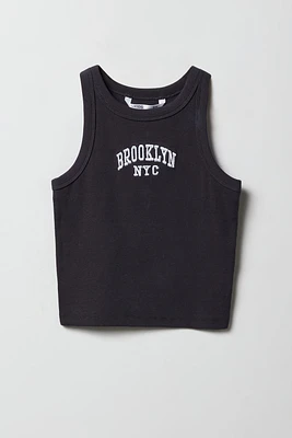 Débardeur côtelé avec motif brodé Brooklyn pour fille
