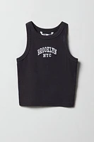 Débardeur côtelé avec motif brodé Brooklyn pour fille