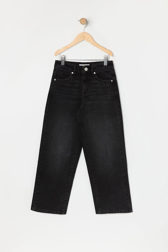 Girls Washed Wide Leg Jean