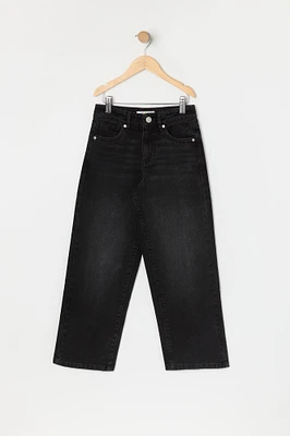 Girls Washed Wide Leg Jean