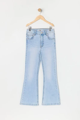 Girls Light Wash High Rise Flare Jean