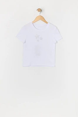 T-shirt à imprimé Étoile avec pierres du Rhin pour fille