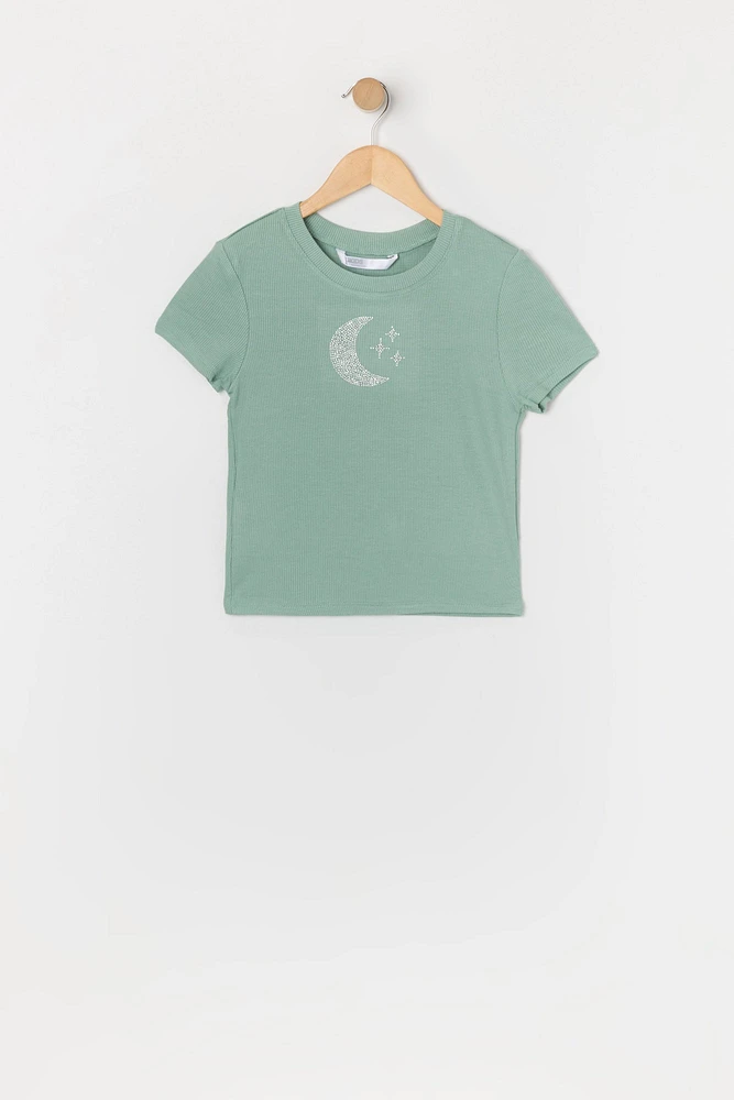 Girls Rhinestone Moon T-Shirt