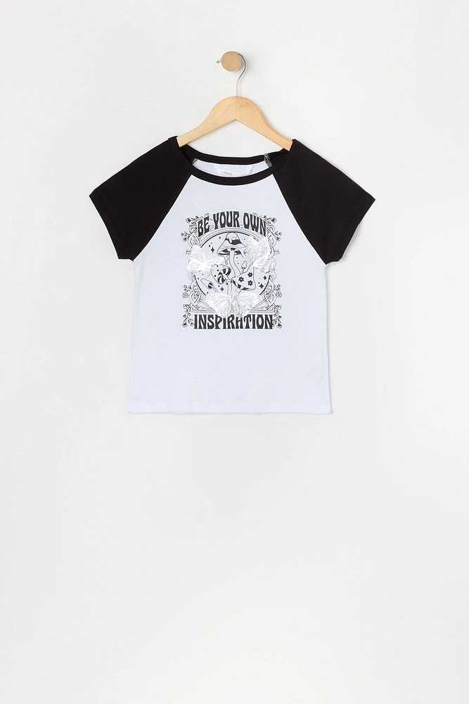 T-shirt raglan imprimé pour fille