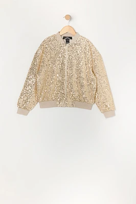 Blouson aviateur avec paillettes pour fille