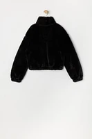 Girls Plush Zip-Up Jacket