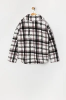 Girls Sherpa Plaid Shacket