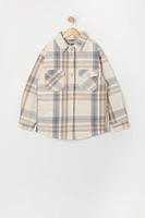 Girls Plaid Sherpa Shacket