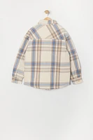 Girls Plaid Sherpa Shacket