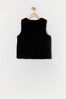 Girls Faux Fur Buttoned Vest