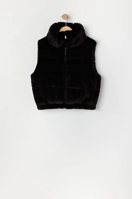 Girls Faux Fur Puffer Vest