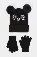 Ensemble avec tuque Personnage à pompon et gants pour fille (2 unités)