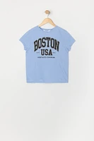 T-shirt à imprimé Boston USA pour fille