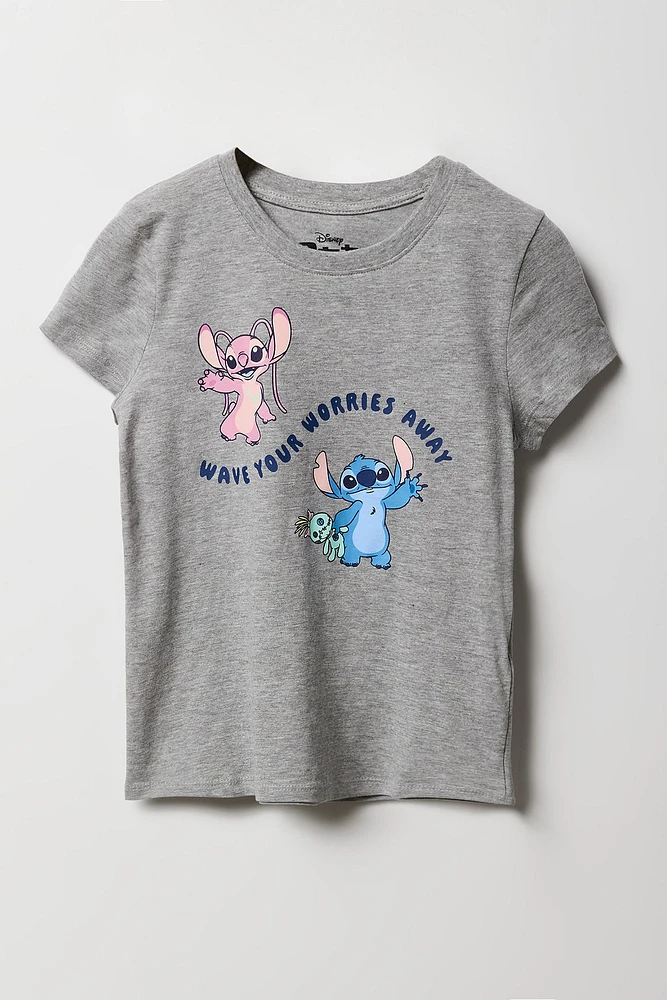 T-shirt à imprimé Stitch & Angel No Worries pour fille