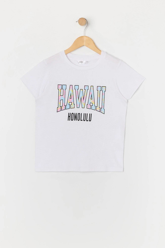 T-shirt à imprimé Hawaii pour fille