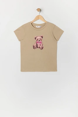 T-shirt à imprimé Cute Teddy pour fille