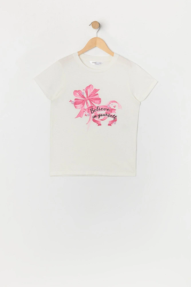 T-shirt à imprimé Believe Yourself pour fille