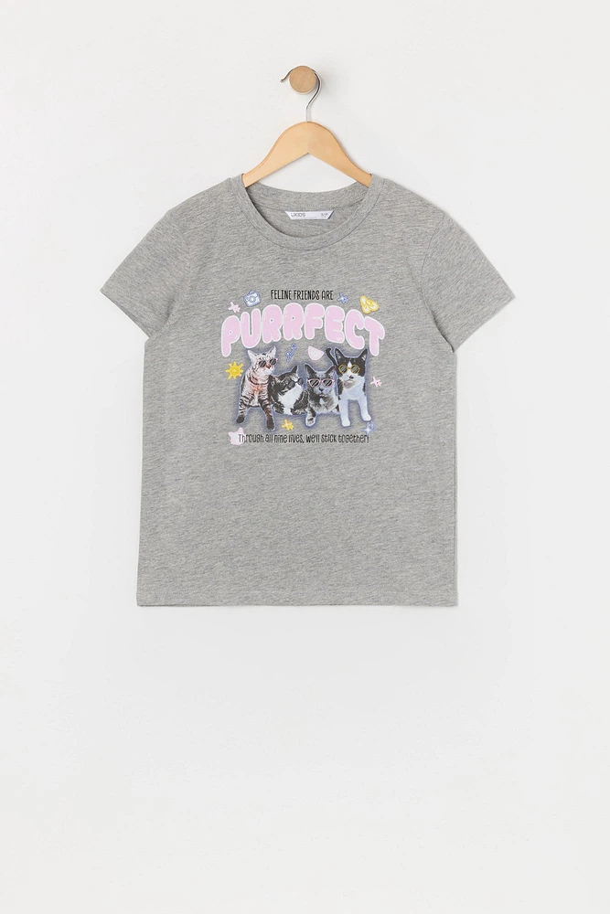 T-shirt à imprimé Purrfect pour fille