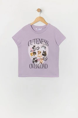 T-shirt à imprimé Cuteness Overload pour fille