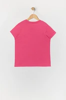 Girls Pink Flower Graphic T-Shirt
