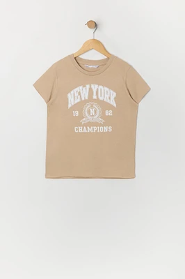 T-shirt à imprimé New York Champions pour fille