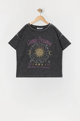 T-shirt surdimensionné délavé à imprimé Cosmic Dreamer pour fille