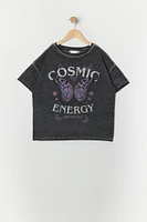 T-shirt surdimensionné délavé à imprimé Cosmic Energy pour fille