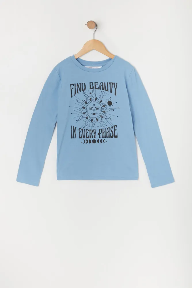 Girls Long Sleeve Beauty Graphic Tee