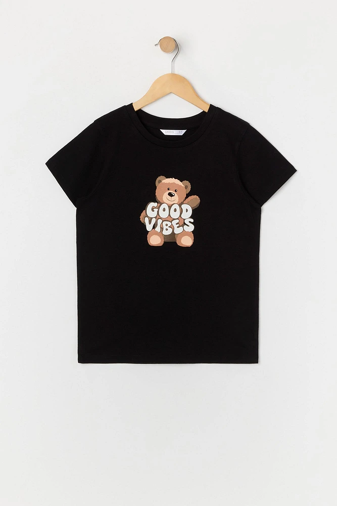 T-shirt Ã  imprimÃ© Good Vibes Teddy pour fille